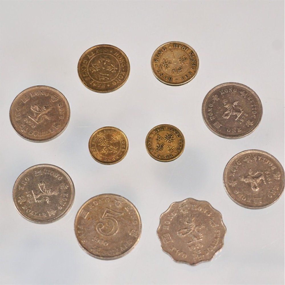 1948 - 1980 Hong Kong Coins Lot Of  10 Different Denominations Dollars And Cents
